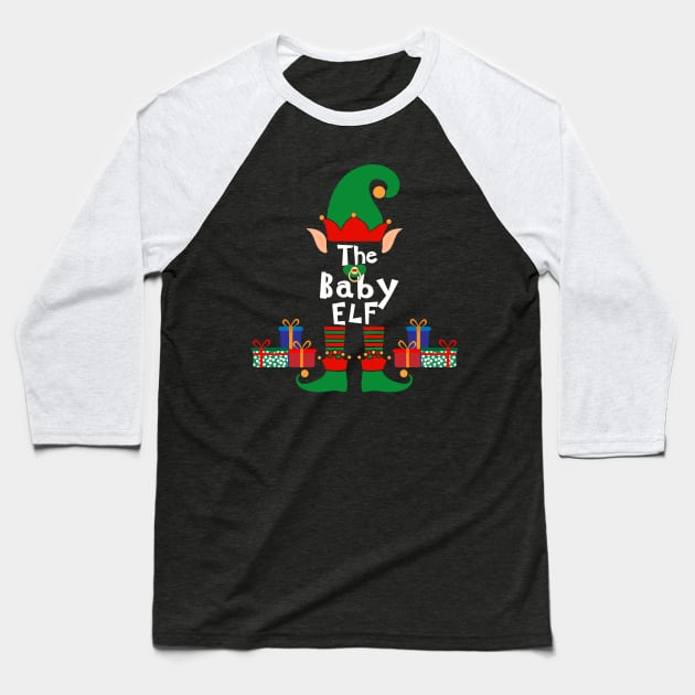 Funny Family Matching Christmas Baby Elf Baseball T-Shirt by Mind Your Tee